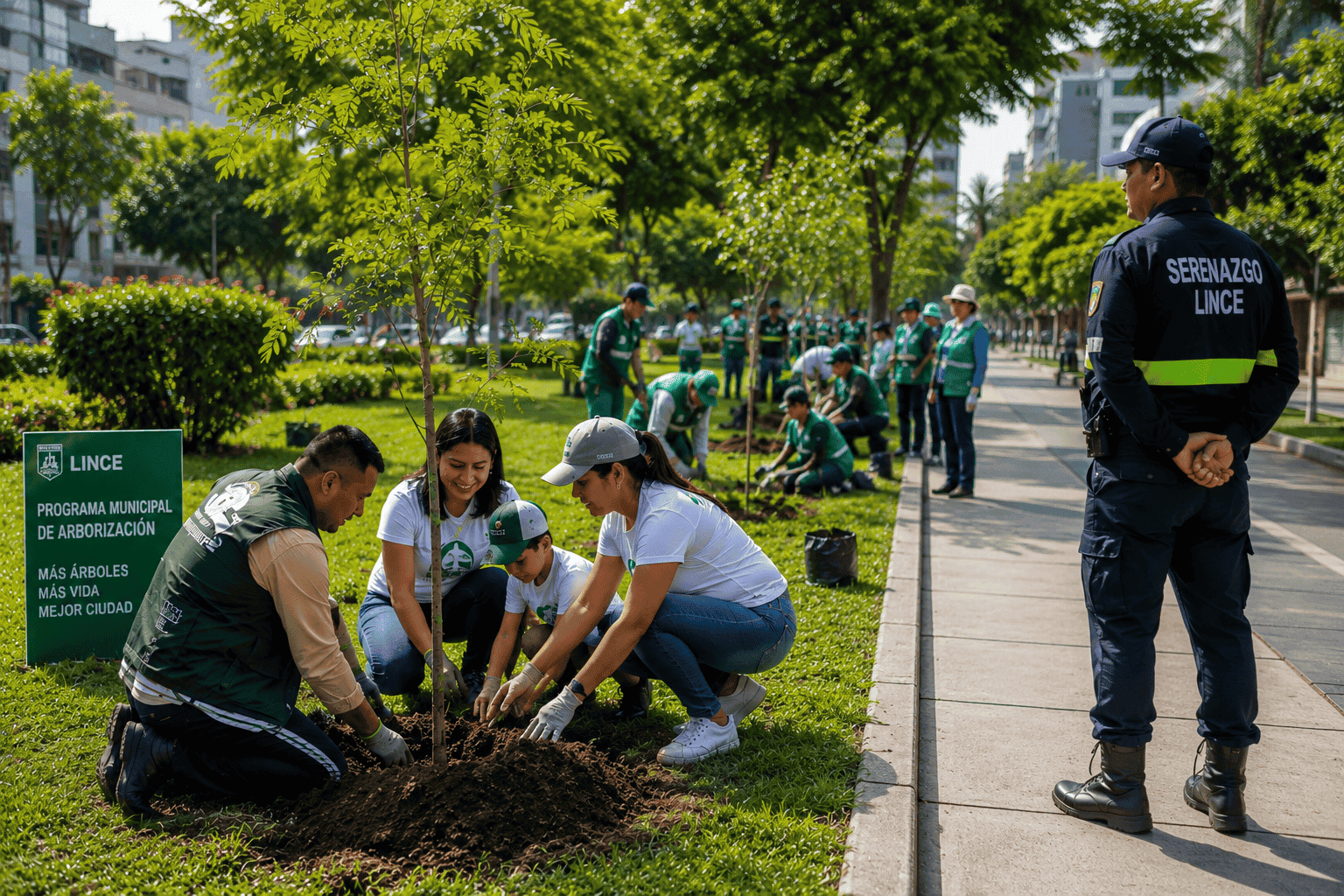 Programa de arborización en Lince Verde con Luis Alonzo candidato alcalde de Lince